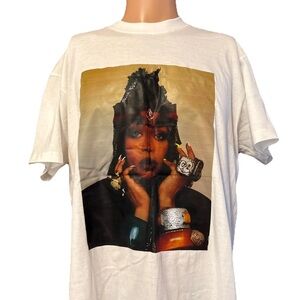 GRM Erykah Badu Crown & Bling Styled White Shirt Size Large
